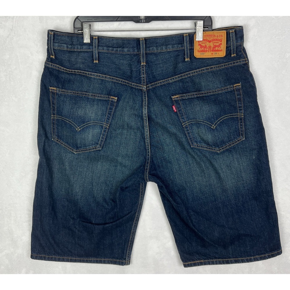 Levis 569 Denim Shorts‎ Mens 38 Jorts Blue Wash Loose Relaxed Baggy Y2K Straight - Picture 4 of 8